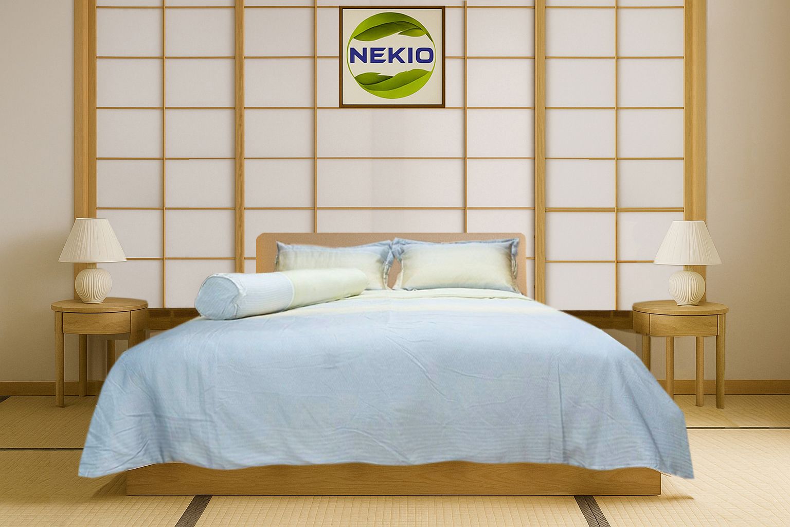  Bộ chăn ga lụa ProTencel Kẻ Xám Vàng 