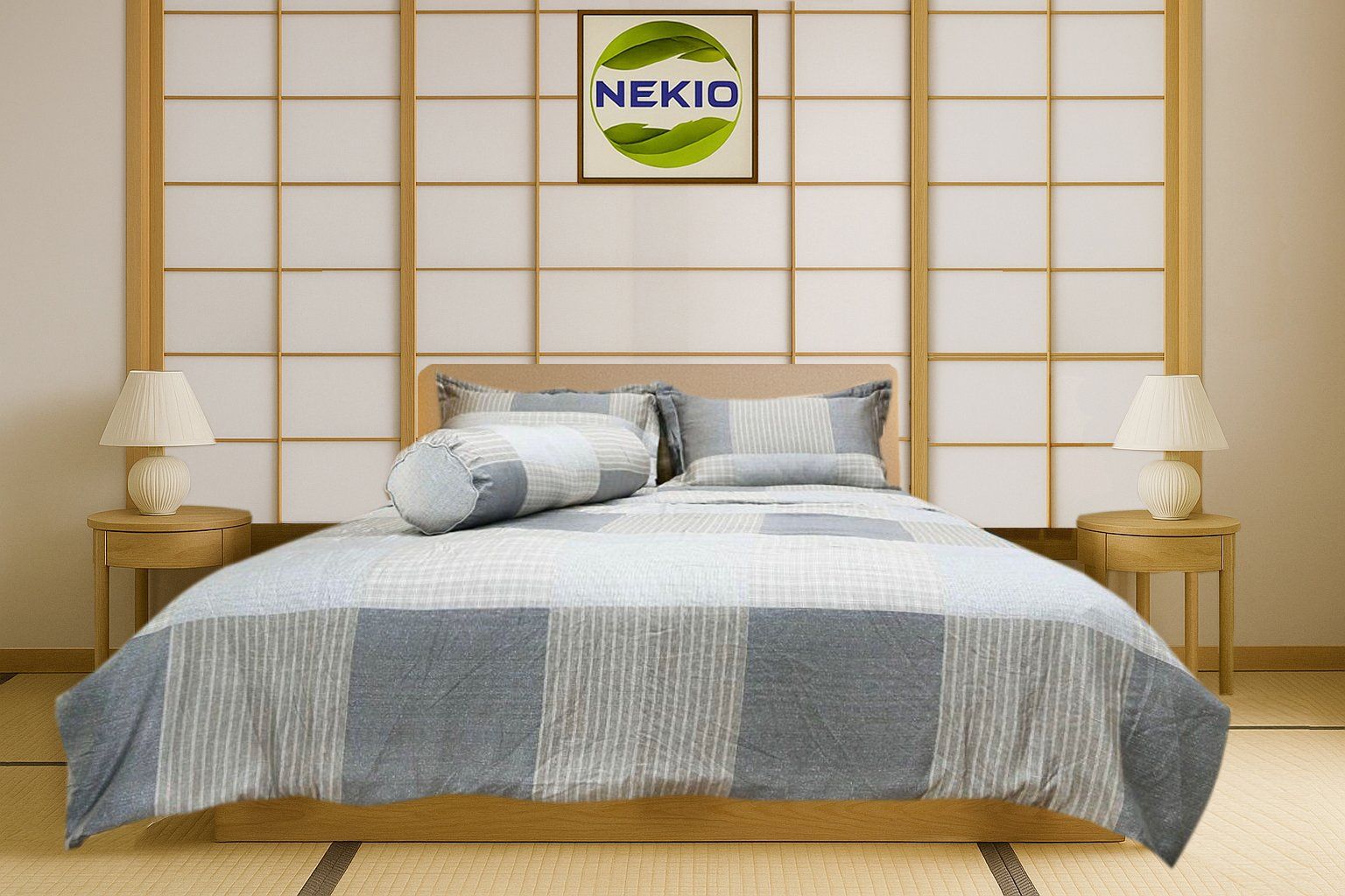  Bộ chăn ga lụa Tencel Caro Xám 