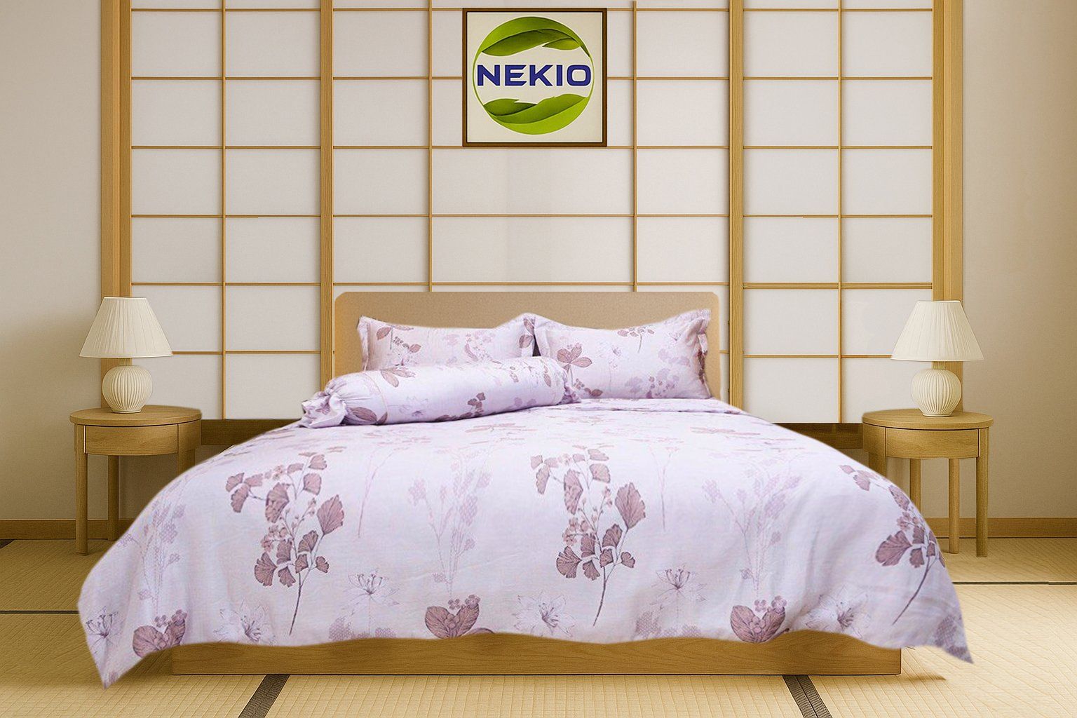  Bộ chăn ga lụa Tencel Lá Tím 