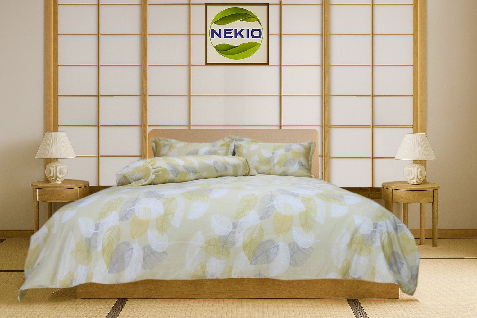  Bộ chăn ga Lụa Tencel Lá Vàng 