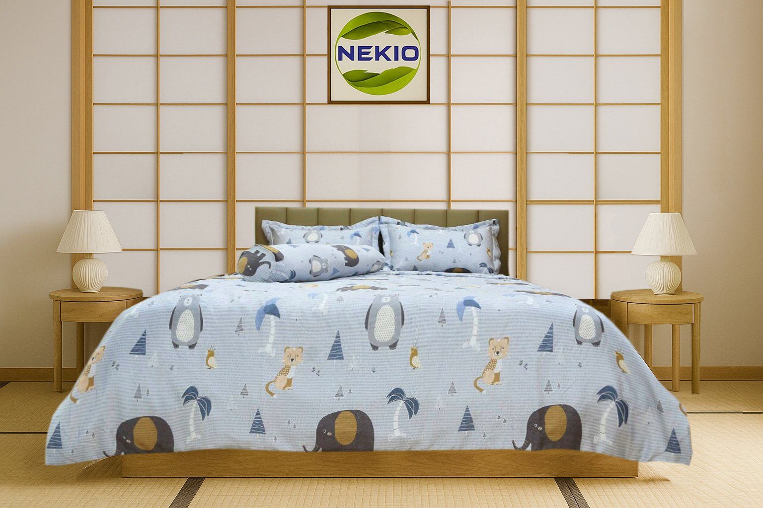  Bộ chăn ga lụa Tencel Voi con 