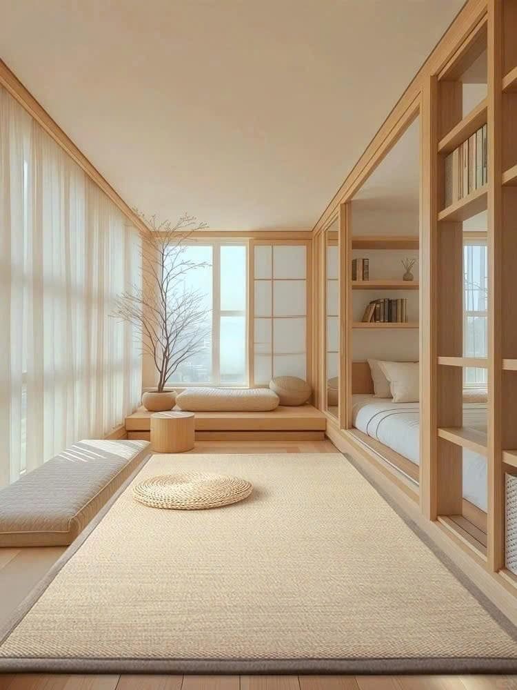  Thảm Chiếu Nekio màu kem phong cách Tatami Nhật Bản 