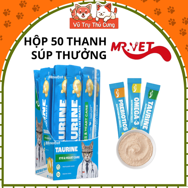 HỘP 50 THANH Súp Thưởng Cho Mèo Mượt Lông, Hỗ Trợ Tiêu Hóa Mr.Vet
