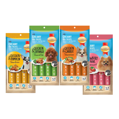 Combo 4 gói Súp thưởng cho Chó Smartheart mix vị, Rau củ và trái cây