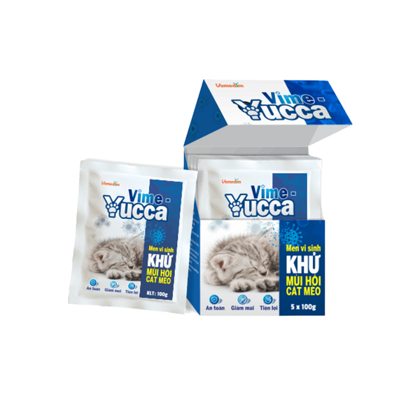 Men Vi Sinh Khử Mùi Hôi Cát Mèo, Giảm Vi Khuẩn Vime Yucca 100g2