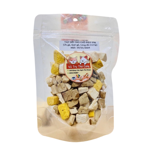 Thịt gà sấy cho Chó mèo 30g, Snack chó mèo nhiều dinh dưỡng