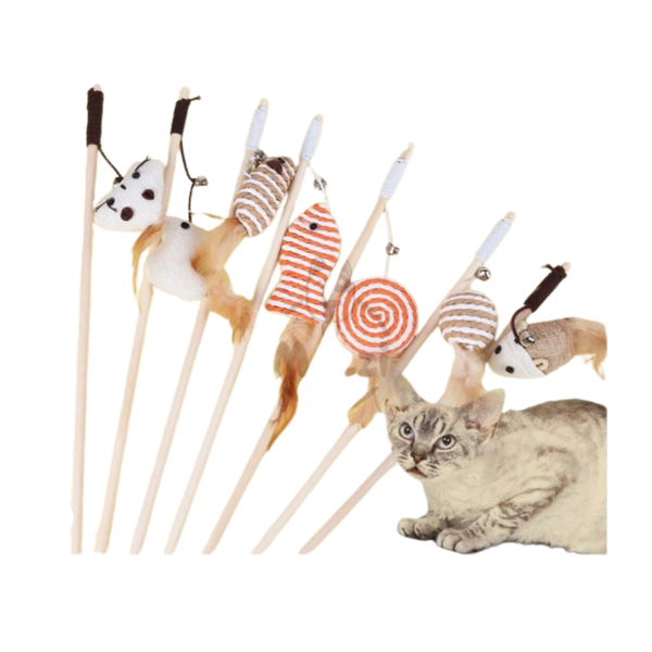 Đồ chơi Cần câu vờn mèo que gỗ