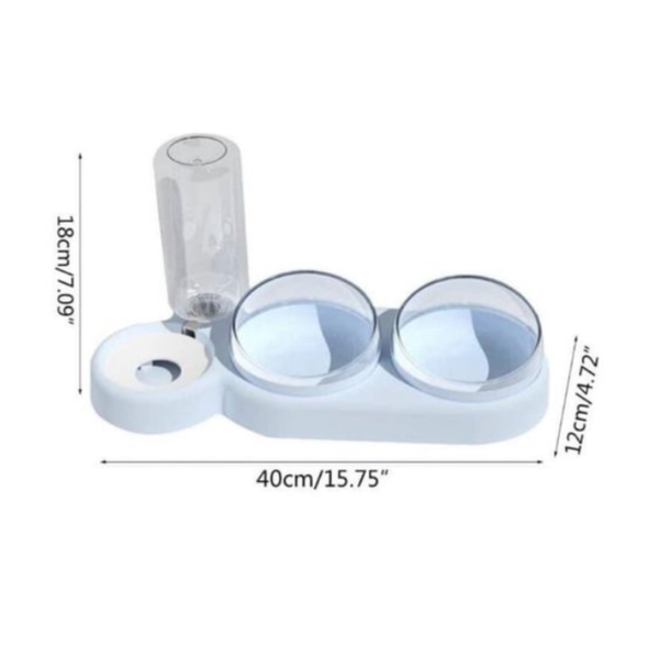 Bát đựng thức ăn cho Chó mèo 3 ngăn tiện lợi, kèm bình đựng nước tự động, khay ăn uống cho thú cưng