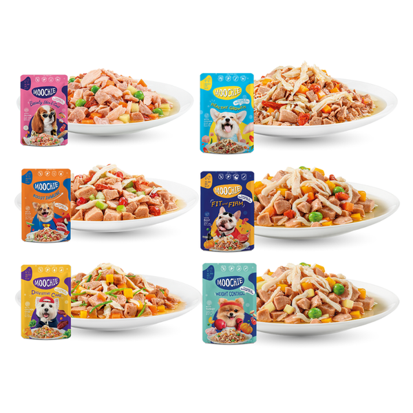 Combo 6 gói Pate Moochie cho Chó đủ các vị, bổ sung protein từ thịt và chất xơ từ rau củ quả