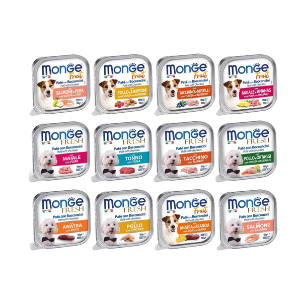Combo 12 hộp Pate Monge cho Chó 100g, thành phần thịt và rau củ quả nhiều dinh dưỡng