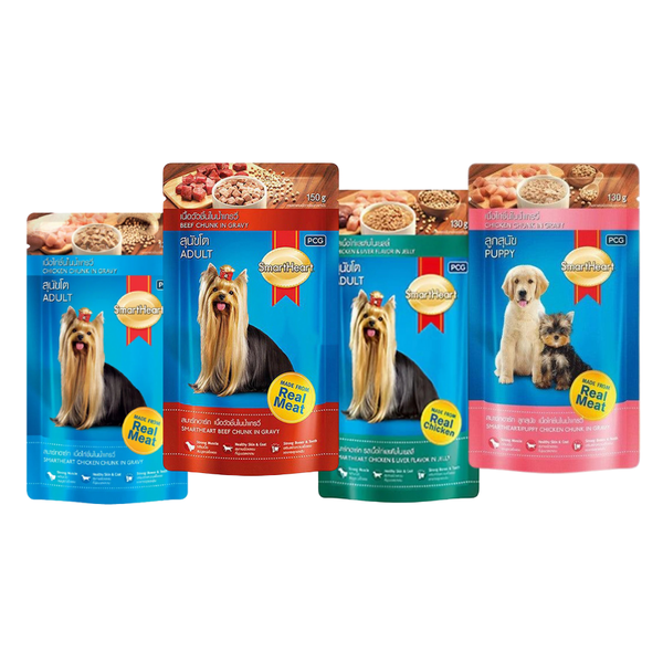 Combo 12 gói Pate Smartheart cho Chó trưởng thành, Chó con 130g