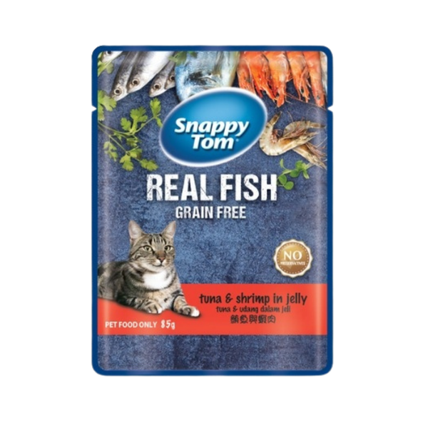 Pate cho Mèo Snappy Tom Real Fish, Real Meat gói 85g