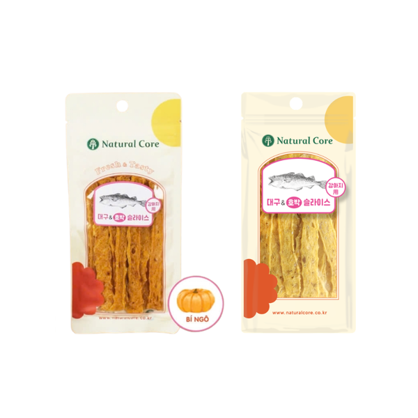 Que Mềm Cá Tuyết & Bí Đỏ Sấy Cho Chó Natural Core 30g2