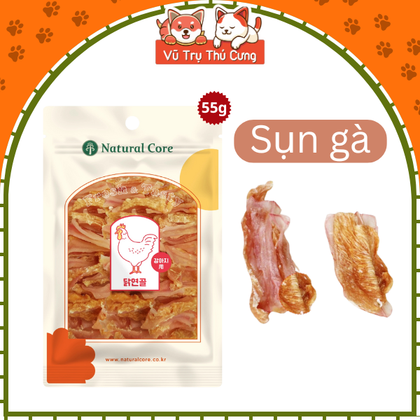 Snack Sấy Cho Chó Sụn Gà Vịt Natural Core 55g