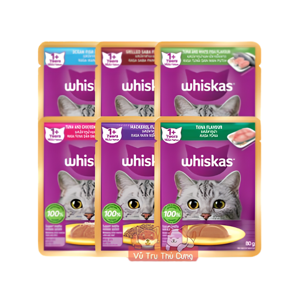 Pate Cho Mèo Whiskas Mọi Lứa Tuổi Giàu Dinh Dưỡng 80g
