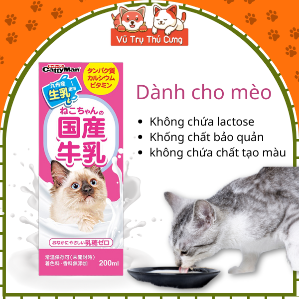 Sữa Tươi Pha Sẵn Không Chứa Lactose Dành Cho Chó Mèo DoggyMan 200ml