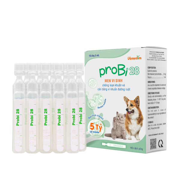 Men Vi Sinh Vemedim Cho Chó Mèo Probi 28 , Tăng Cường Hấp Thu Dinh Dưỡng 5ml