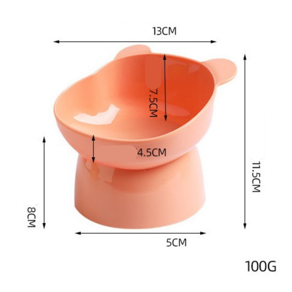 Bát ăn cho chó mèo chống gù lưng, họa tiết tai gấu màu pastel
