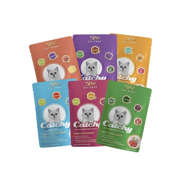 Combo 6 gói Pate 5Plus Catchy cho mèo 70g