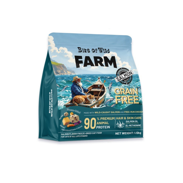 Thức Ăn Hạt Cho Mèo Bite Of Wild Farm 1,5kg Vị Cá Hồi, Mượt Lông Da, Không Ngũ Côc, Topping Thịt Sấy2