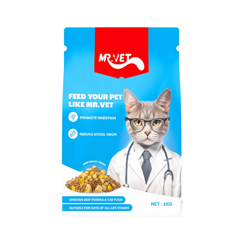 (1kg T1) Thức Ăn Hạt Cho Mèo Mr.Vet T1 Hỗ Trợ Tiêu Hóa Nhạy Cảm, Tiêu Búi lông
