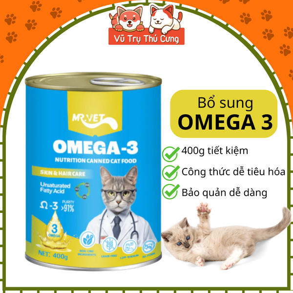 Pate Lon Cho Mèo Mọi Độ Tuổi Mr.Vet Bổ Sung Dinh Dưỡng Toàn Diện 400g - Thức Ăn Ướt Dành Cho Mèo