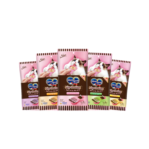 Súp Thưởng Cho Mèo Silver Spoon Thái Lan Không Ngũ Cốc, Giàu Đạm (Túi 4 Thìa)
