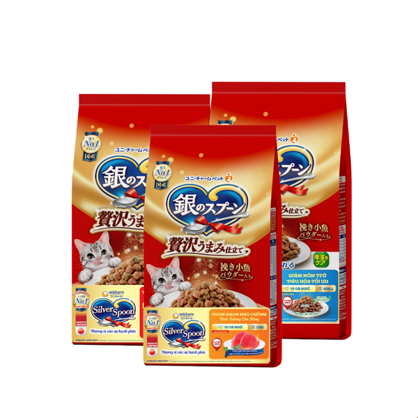 Thức Ăn Hạt Cho Mèo Silver Spoon Nhật Bản 1Kg Giàu Dinh Dưỡng