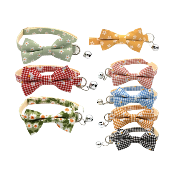 Vòng cổ cho chó mèo có lục lạc, đính nơ với nhiều họa tiết dễ thương