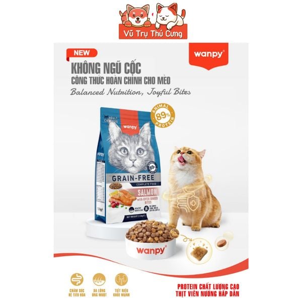 Hạt Cho Mèo Wanpy Grain Free Không Độn Ngũ Cốc, Giúp Mèo Mượt Lông, Hỗ Trợ Tiêu Hóa