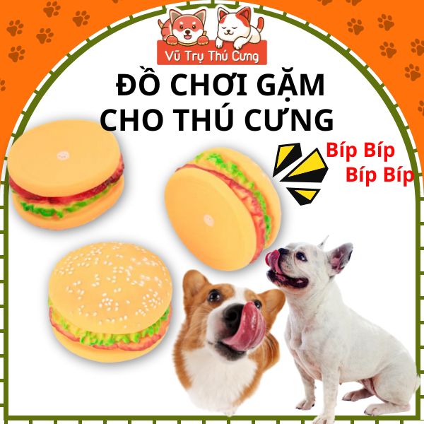 Đồ chơi gặm cho Chó bằng cao su hình bánh Hambuger
