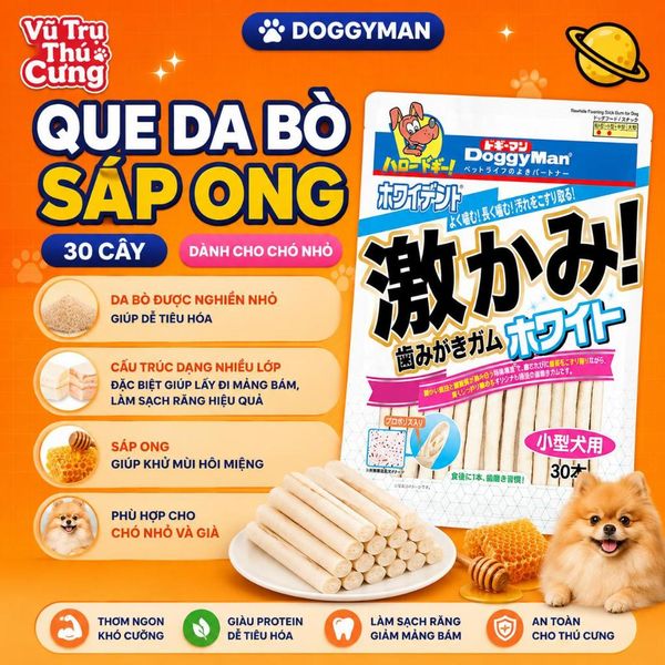 Snack Cho Chó Que Da Bò Sáp Ong DoggyMan 30 Cây