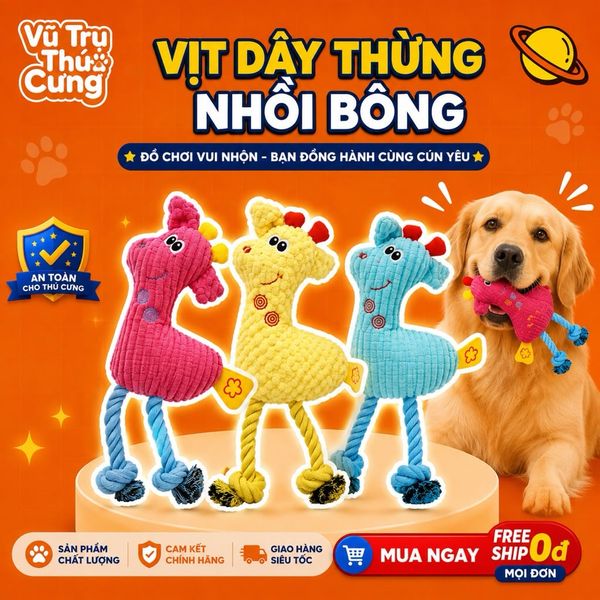 Đồ Chơi Cho Chó Mèo Gặm Hình Vịt Nhồi Bông Có Âm Thanh