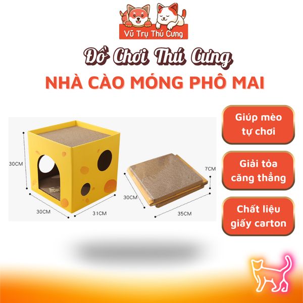 Nhà cào móng cho mèo kèm cỏ mèo, nhà ngủ cho Mèo