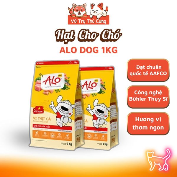 Hạt Cho Chó Alo Dog 1Kg Vị Thịt Gà, Dành Cho Chó Mọi Lứa Tuổi, Hỗ Trợ Da Bóng - Mượt Lông Da