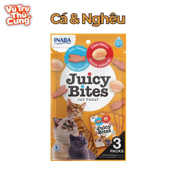 Bánh Thưởng Cho Mèo Inaba Juicy Bites Viên Mềm Gói 34G