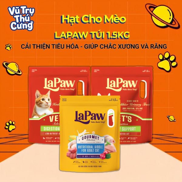 Hạt Cho Mèo Lapaw Túi 1.5Kg - Hỗ Trợ Tiết Niệu, Tiêu Hóa