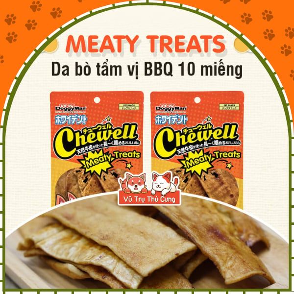 Snack Thưởng Cho Chó Thịt Cốt Lết Da Bò Doggyman Nhật Bản – Gói 10 Miếng