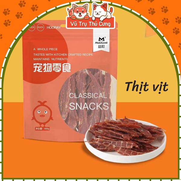 Snack Thịt Gà Sấy & Vịt Sấy Cho Chó MatchWell Túi Lớn 400g
