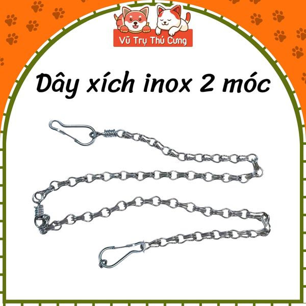 Dây Xích Inox 2 Móc Cho Thú Cưng Nhiều Size2