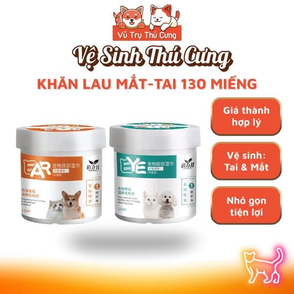 Khăn ướt lau mắt, lau tai cho Thú cưng hộp 130 miếng