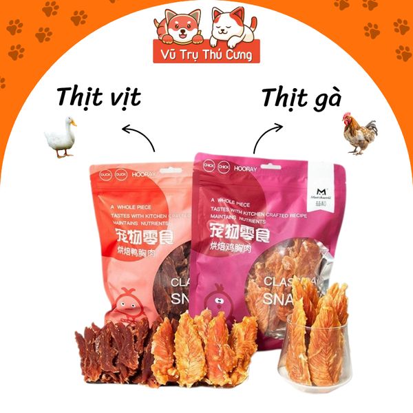 Snack Thịt Gà Sấy & Vịt Sấy Cho Chó MatchWell Túi Lớn 400g