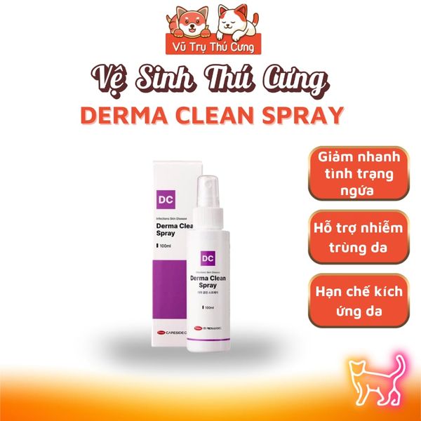 Xịt Nấm Da Derma Clean Spray Cho Chó Mèo 100ML - Thương Hiệu CareSide