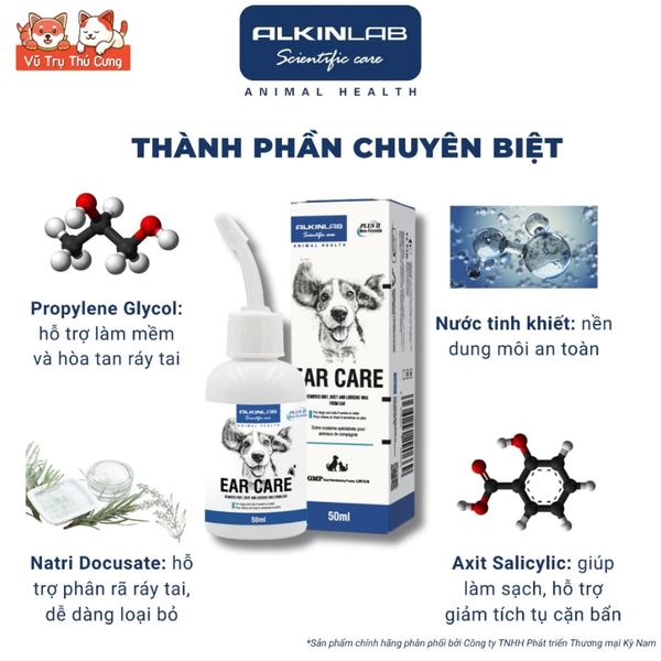 Dung Dịch Vệ Sinh Tai Cho Chó Mèo Alkin Ear Care 50ml