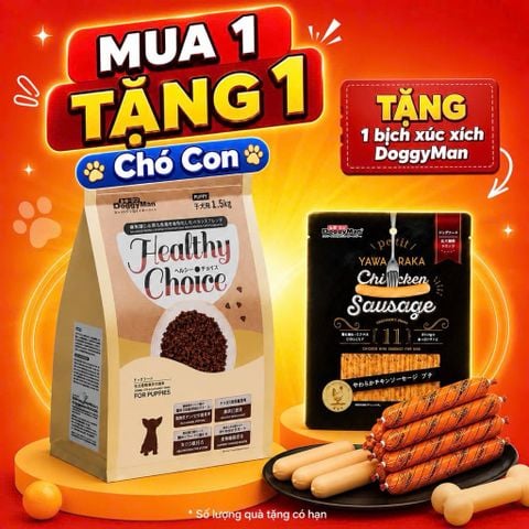 (1,5Kg) Hạt Cho Chó Healthy Choice Thương Hiệu Doggyman - Tặng 1 Bịch Xúc Xích