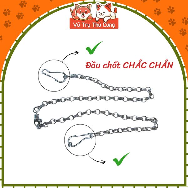 Dây Xích Inox 2 Móc Cho Thú Cưng Nhiều Size2