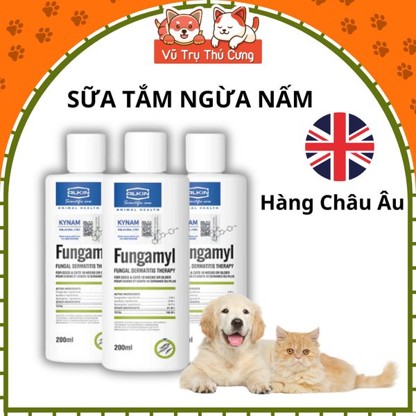 Sữa tắm ngừa Nấm cho Chó Mèo Alkin Fungamyl 200ml