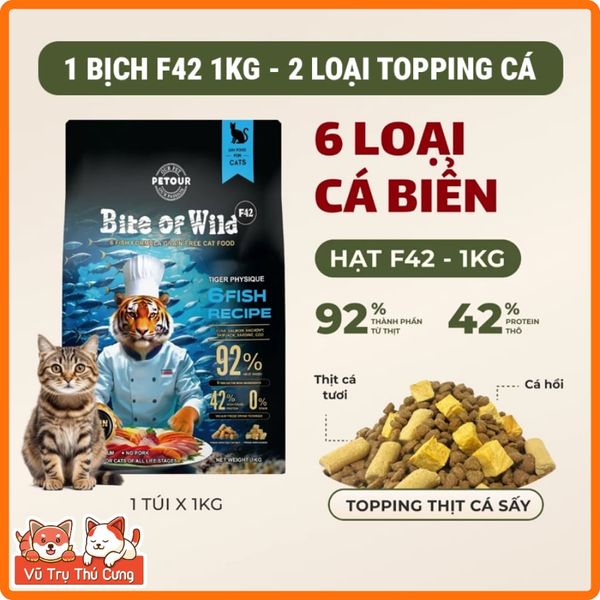 (Mua 1 Tặng 4) Thức Ăn Cho Mèo Bite Of Wild 1Kg Cao Cấp Giàu Đạm, Không Độn Ngũ Cốc-Nhiều Thịt