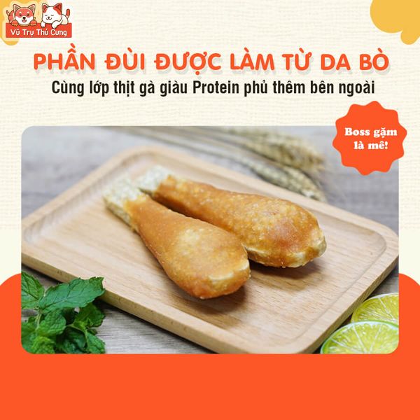 Snack Cho Chó Đùi Gà Chà Bá Da Bò Bọc Thịt Gà Doggyman Túi 2 cây