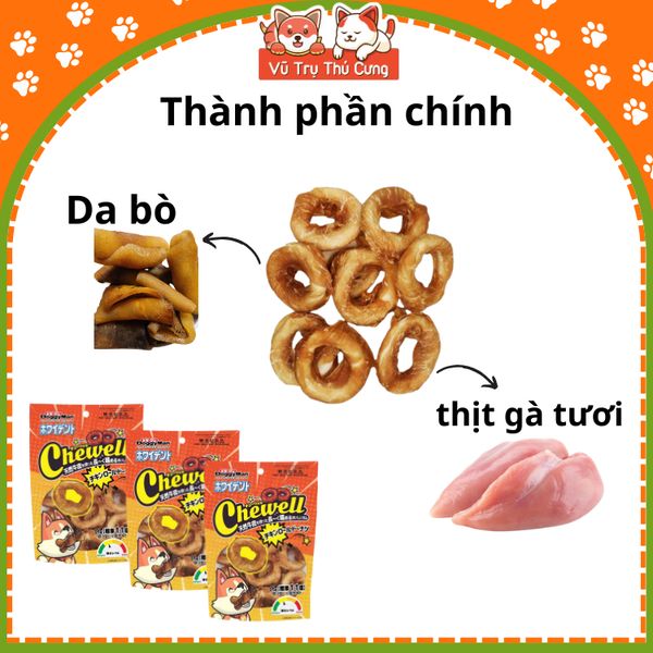 Snack Cho Chó Bánh Donut Da Bò Cuộn Thịt Gà DoggyMan 60g